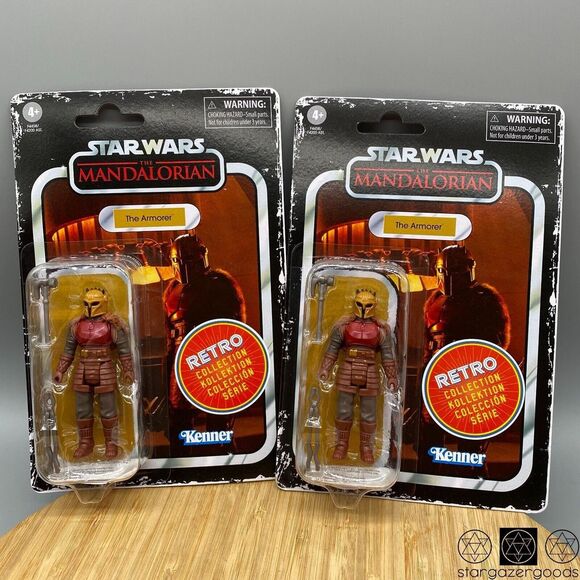 Star Wars Action Figure Lot of 2  Mandalorian Armorer Vintage Retro 4" Sealed - Picture 1 of 9